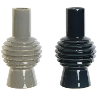 Home ESPRIT Vase, Blau, Grau, Porzellan, 14 x 14 x 28 cm, 2 Stück