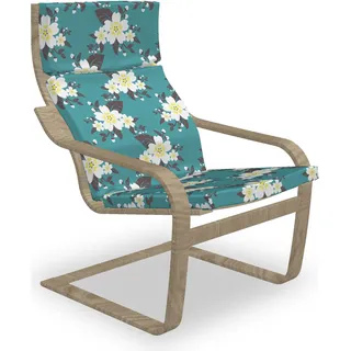 ABAKUHAUS Frühling Poäng Sessel Polster, Sanfte Knospen und Blüten, Sitzkissen mit Stuhlkissen mit Hakenschlaufe und Reißverschluss, Teal Brown - Braun