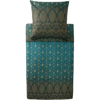 BASSETTI Bettwäsche Gold Decor 135 x 200 cm Baumwolle Grün Smaragd