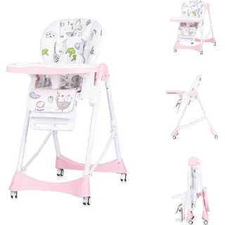 Chipolino Kinderhochstuhl Bambino Fußstütze verstellbar klappbar Sicherheitsgurt rosa