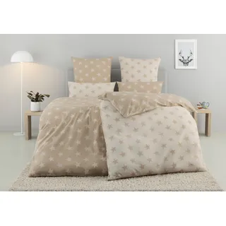 MY HOME STELLA Wendebettwäsche Sterne Beige 155 x 220 cm + 2 x 80 x 80 cm
