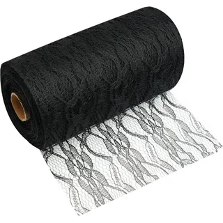 MODERNO Tischläufer Spitzen-Tischband in Schwarz (15 cm x 20 m) hochwertiges Tischdeko-Band für Hochzeiten & Taufen, Festliche Tischdekoration für besondere Anlässe
