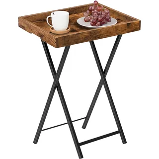 HOOBRO Beistelltisch, Klappbarer Nachttisch, Couchtisch, Faltbarer TV-Tablett zum Essen, Snack-Abendessen, Laptop-Tische für kleinen Raum, Rustikales Braun EBF29BZ01