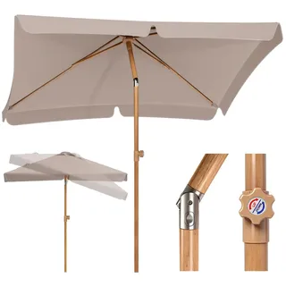 Sekey Sonnenschirm Balkon 200x125 cm Holzoptik, Sonnenschirm Rechteckig mit höhenverstellbar, 180g/m2 Polyester UV50+, Aluminium-Drehgelenk, Sonnenschirme für Balkon Garten Terrasse