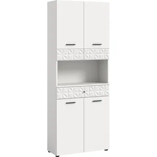 WELLTIME Hochschrank »VICENZA, TOPSELLER, Höhe 187cm, mit Schubkasten & Ornamentabsetzung« Mehrzweckschrank, Universalschrank, Badschrank, Badhochschrank,