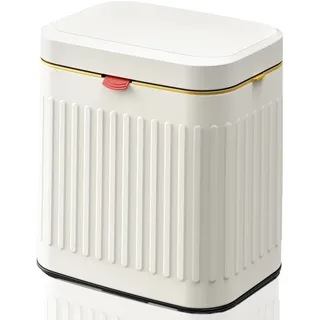 GLODEALS Küchen-Komposteimer Mülleimer mit Deckel, abnehmbarer Edelstahl, kleiner Mülleimer Komposteimer Arbeitsplatte, Wandmontage, Küchen-Mülleimer für Schrank, Unterwaschbecken, 4 l, Elfenbeinweiß