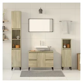 vidaXL Badmöbel-Set Sonoma-Eiche 3-tlg. Braun
