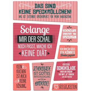 Süßigkeiten Kühlschrankmagnete 8er Set mit Thema Schokolade und Zucker Kuchen
