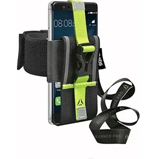 SBS Sportarmband für Smartphones von 4,5" bis 6", Laufgürtel mit Clipverschluss und Nackenband mit Karabiner für Schlüssel