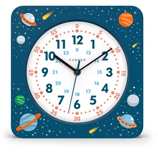 Cander Berlin MNU 4025 A Kinderwanduhr lautlos 25 cm Astronaut analog Lernuhr Jungen Mädchen Kinderzimmer ohne Tickgeräusche