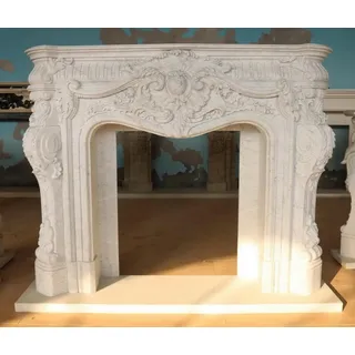 Casa Padrino Luxus Barock Marmor Kaminumrandung Weiß 200 x H. 160 cm - Weiß