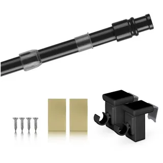 BestLivings Cafehausstange inkl. Klemmträger Schwarz / 125-225cm), Gardinenstange 50 bis 225 cm Länge ausziehbar, für Bistrogardinen, leichte Vorhänge, Gardinen