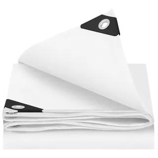 WOLTU Abdeckplane Wasserdicht 4x6 m Plane mit Ösen 140 g/m2 PE Schutzplane Gewebeplane UV-beständig Wetterfest Reißfest Abdeckung für Gartenmöbel Pool Holz Auto Boot Weiß