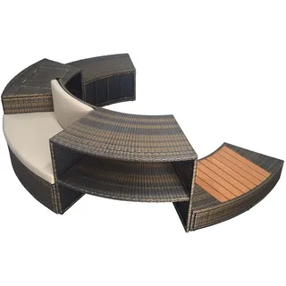 NETSPA N Vita Premium 160 – für Spa – SP-MOB160R – Set mit 5 Zusatzmodulen für Spa – Semi-Reitrose Vita Premium – Bequeme Sitzbänke aus geflochtenem PVC – Struktur aus Aluminium