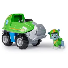 PAW PATROL Jungle Pups – Schnappschildkröten-Fahrzeug mit Rocky-Figur (Basis Fahrzeug), Spielzeug für Kinder ab 3 Jahren