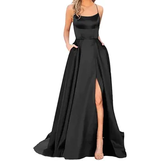 Damen Abendkleider Elegant Ärmellos Cocktailkleid Rückenfreies Ballkleider Brautjungfernkleider Neckholder Spaghettiträgern Abendkleide Dress Strandkleid A-Line
