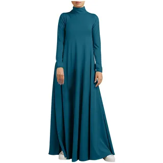 TRIGLICOLEUM Winterkleid Damen Vintage Einfarbige Maxikleid Lose Baggy Kaftan Langarm V-Ausschnitt Pulloverkleid Warme Baumwolle Langes Kleid Freizeitkleid Tägliches Urlaubskleid Große Größen 5XL
