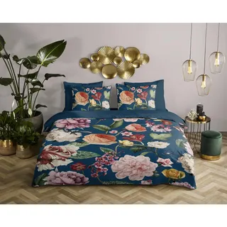 Bettwäsche , Blau , Textil , Blume , 140x200 cm , Oeko-Tex® Standard 100 , atmungsaktiv, bio , Heimtextilien, Bettwäsche & Leintücher, Bettwäsche