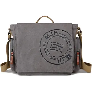 FSD.WG Umhängetasche für Herren aus Segeltuch, Reise-Schultertasche für 34,3 cm (13,5 Zoll) Laptoptaschen, Grau (grau), Large