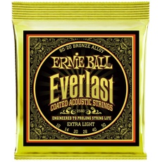Ernie Ball Everlast Extra Light Coated 80/20 Bronze Akustik-Gitarrensaiten, Stärke 10-50