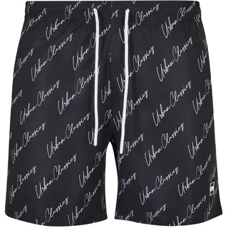 URBAN CLASSICS Pattern Badeshorts Black Script S