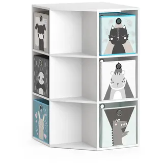 Vicco Kinderregal Luigi Weiß 64 x 107.8 cm mit 6 Faltboxen opt.2 , Holzwerkstoff , 9 Fächer , Quadratisch , 64x107.8x64 cm , Babymöbel & Kindermöbel, Babyzimmer, Babyregale & Kinderregale