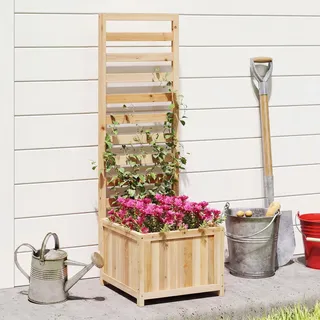 Fantask Hochbeet mit Rankgitter 42,5 x 40,5 x 123 cm Natur