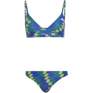 adidas Women's Padded Football-Inspired 2-Way Strap Triangle Bikini Set, Lucid Blue/Bold Green, 44