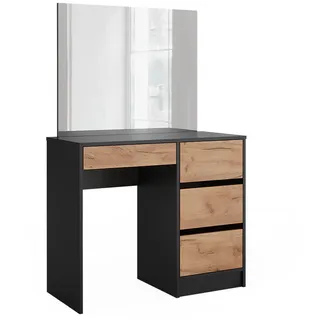 Vicco Schminktisch Sherry, 90 cm mit Spiegel, Anthrazit/Goldkraft Eiche - Grau, Weiß