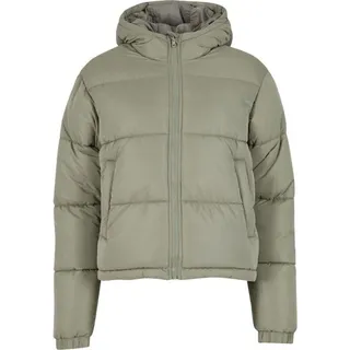 URBAN CLASSICS Winterjacke Damen Peached Puffer Jacket With Hood oliv S - Grün