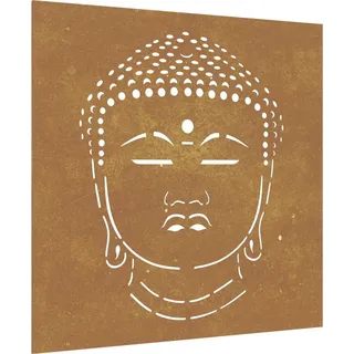 Garten-Wanddeko 55x55 cm Cortenstahl Buddha-Kopf - Braun