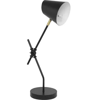 BELIANI Büroleuchte Schwarz und Gold Metallgestell und Schirm verstellbar Kabel mit Schalter Industrie Look - Schwarz