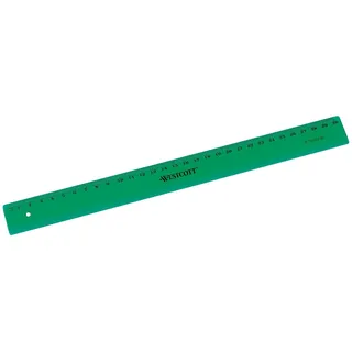 Westcott E-10172 00 Kunststofflineal, 30cm, cm/mm-Skalierung, grün