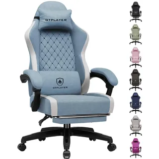 GTPLAYER Gaming Stuhl Stoff Hellblau