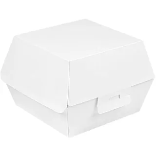 50 Stück - Hamburger Muscheln 'Thepack' 230 g/m2 14,4 x 13,6 x 9,2 cm (L+) Weiß Wellpappe Nano-Micro