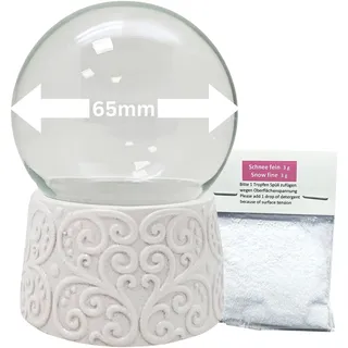 Bastelset DIY Schneekugel m. 1 x. Schnee | Do it Yourself mit Glaskugel Ornamentsockel weiß | 65mm Durchmesser | Schneekugel selber Machen | individuelle Schüttelkugel | 70015 (65mm)