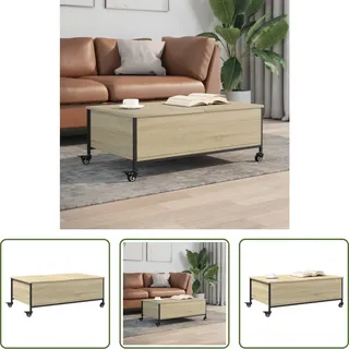 The Living Store Couchtisch mit Rollen Sonoma-Eiche 91x55x34 cm Holzwerkstoff - Braun