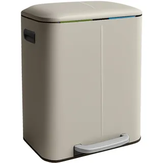 Relaxdays Mülleimer 2 Fächer 20 l Beige