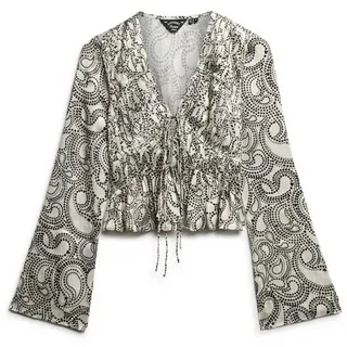 Superdry 70s Pleated Langarmbluse - Clover Paisley - M