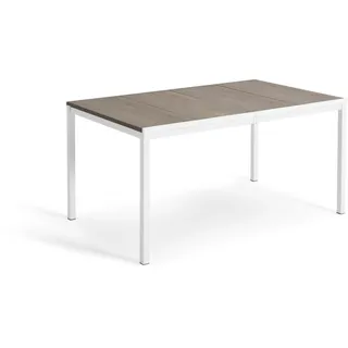 Keter Avon - Rechteckiger Esstisch für den Außenbereich, Garten, Terrasse, 159 x 95 x 75 cm, 6 Personen, Eschenholzdesign mit weißem Gestell, Polypropylen, uv-beständig und