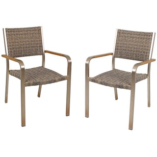 Garden Pleasure Florence Stapelstuhl Polyrattan 55 x 60 x 85 cm braun 2 St.