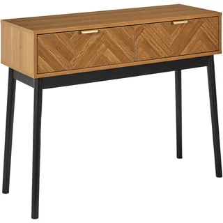 HOME DECO FACTORY, HD0301, Konsole, Felix-Modell, Lounge Edition-Kollektion, Möbel, Tisch und Schreibtisch, Konsole und Nackenrolle, 100 x 80 x 35 cm, Schwarzbraun, Braun Schwarz