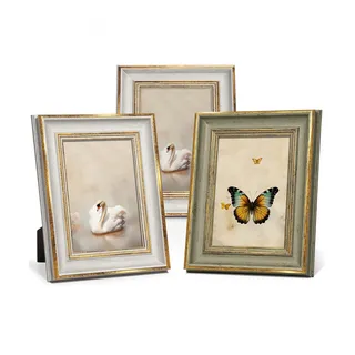 Afuly 13x18 Bilderrahmen Vintage 3er Set Collage Weiß Grün Gold Retro Antike Shabby Fotorahmen Deko für Wand Tisch Family Freund Hochzeit Geburtstag Weihnachten Geschenke für Mama Oma Freund
