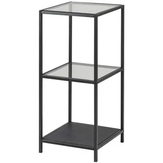 Selsey KRAPINA - Regal / Bücherregal im Industrial-Style mit Glasböden und schwarzem Metallgestell, 82,5 cm hoch