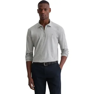 Marc OPolo Langarm-Poloshirt "Jersey regular fit aus reiner Bio-Baumwolle", cloudy grau melange