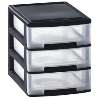 Curver Schreibtisch-Schubladenbox Babel A4 3x5L Schwarz Transparent