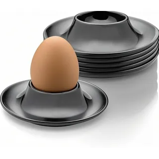 FloraVigo 6 Eierablagen aus Kunststoff, bruchsichere Eierbecher, Schwarze Eierhalter, gesunde Eierbecher in Lebensmittelqualität, Küchenartikel, Kinder- und Campinggeschirr-Geschenke (Schwarz)