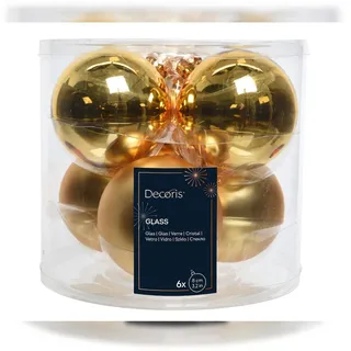 Kaemingk 6 Weihnachtskugeln 8cm Glas Christbaumkugeln Goldfarben Ø 8 cm aus - 6er Set