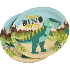 Homéa, Set mit 6 Papptellern, Durchmesser 23 cm, Happy Dino