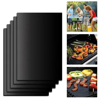 Grillmatte Antihaft BBQ Grill Folie Unterlage Schale Grillmatten 5er_ Set